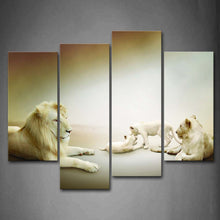 Charger l&#39;image dans la galerie, Tableau Blanc&lt;br&gt;Lion en Famille