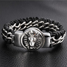 Charger l&#39;image dans la galerie, Bracelet Lion&lt;Br&gt; Titane et Cuir