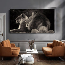 Charger l&#39;image dans la galerie, Tableau Noir et blanc&lt;br&gt;lion/lionne