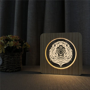 Lampe Tête de lion Enfants en Bois